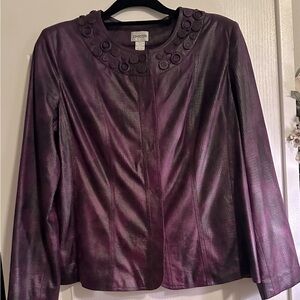 Purple embellished cropped blazer